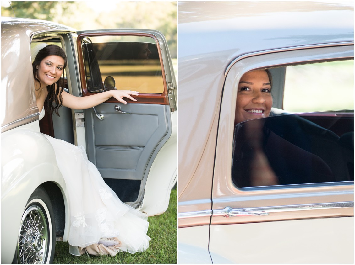 Eastern Shore bride in Rolls Royce going to her wedding Melissa Grimes-Guy Photography