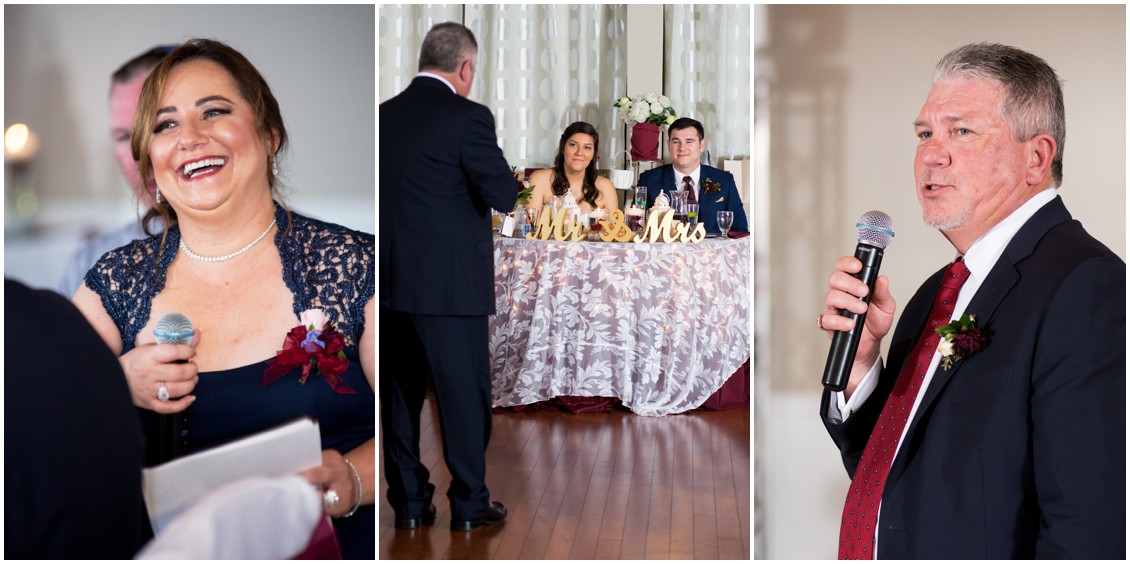 Eastern Shore wedding couple during toasts Melissa Grimes-Guy Photography