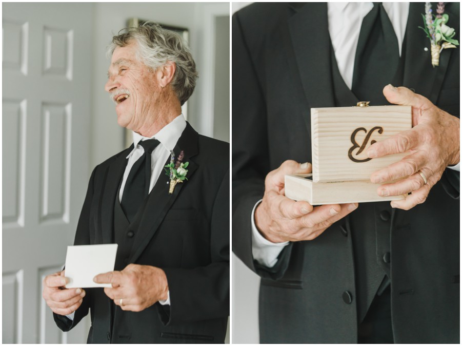 Eastern Shore Wedding- Father of the bride gets gift from bride at The Inn at Perry Cabin by Melissa Grimes-Guy Photography