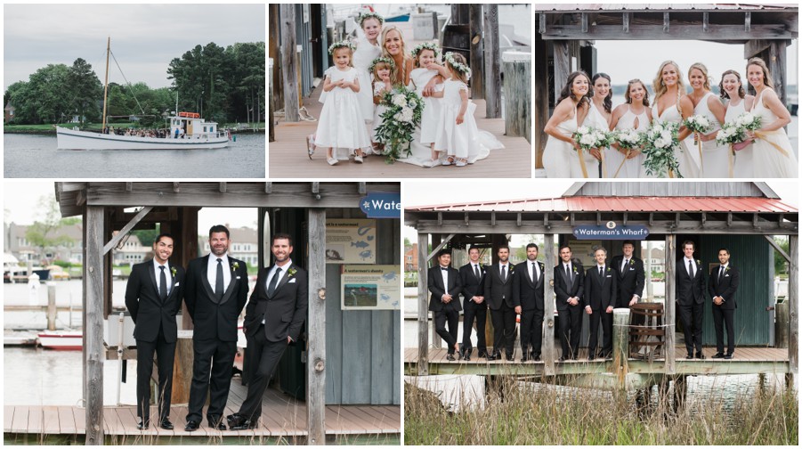 Eastern Shore Wedding groomsmen and flower girls and bridesmaids at Chesapeake Bay Maritime Museum wedding by Melissa Grimes-Guy Photography