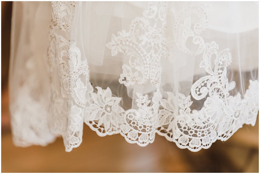 Lovely lace hem of a bridal gown at The Oaks in St. Michaels, MD by Melissa Grimes-Guy Photography