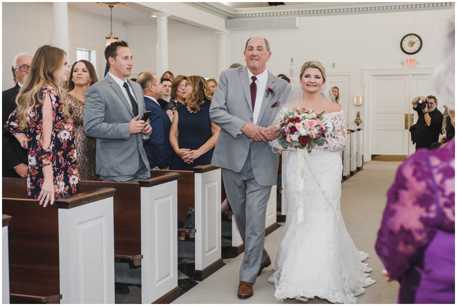 Bride and her father coming into church for her wedding in St. Michaels, MD by Melissa Grimes-Guy Photography